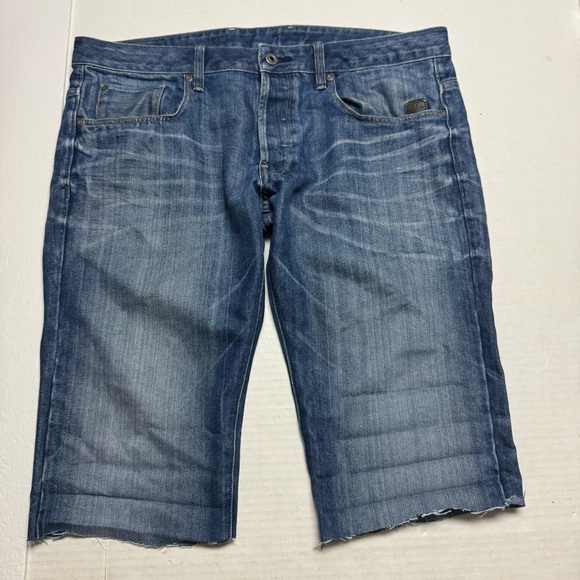 G-Star Raw Men's Attacc Button Fly Denim Cut-Off Shorts In Blue Size: 38 - Picture 1 of 12